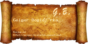 Geiger Boglárka névjegykártya